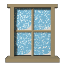 Schneefall vor dem Fenster