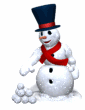 Schneemann beim Schneeball werfen