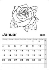 Monatskalender Rosen und Blumen 2016