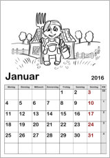 Ausmalkalender Vorlage 2016