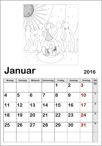 Malvorlagenkalender 2016
