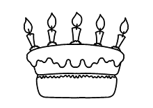 Ausmalbilder zum Geburtstag - Geburtstagstorte, Kerzen, Happy Birthday