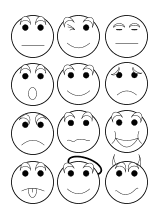  12 Emoticons Malvorlagen