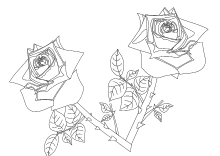 Ausmalbild zwei Rosen