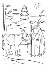 Heiliger St. Nikolaus mit seinem Esel