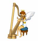 Engel spielt Harfe