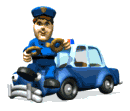 Polizist mit seinem Auto