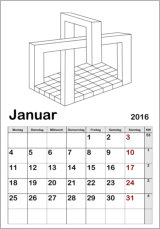 Kalender Vorlage 3D Ausmalbilder 2023