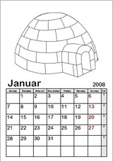 Monatskalender Vorlage 2025