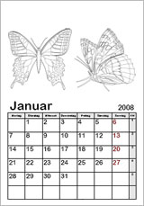 Monatskalender Vorlage 2025