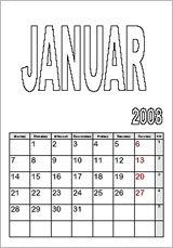 Monatskalender Vorlage 2025