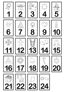 Zahlen 1-24 Kalender Weihnachten