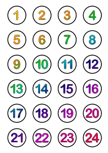 Bunte Zahlen für Geschenkkalender