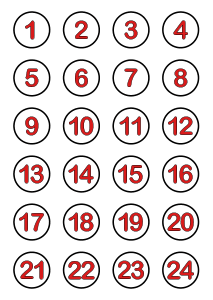 Vorlage ausdrucken Adventskalenderzahlen