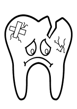 Kaputter Zahn mit Gesicht
