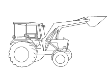 Ausmalbild Traktor mit Schaufel