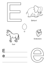 ABC-Lernvorlage für den Buchstaben E