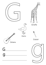 ABC-Lernvorlage für den Buchstaben G