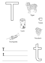 Arbeitsblatt für den Buchstaben T