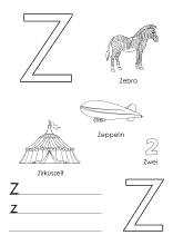 Arbeitsblatt für den Buchataben Z