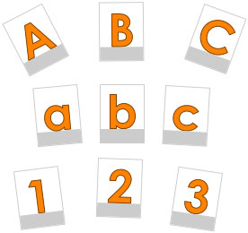 Lernvorlagen-Buchstaben orange