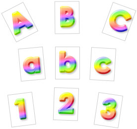 Buchstaben-Lernkarten 3D Regenbogenfarben