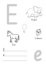 ABC-Lernvorlage für den Buchstaben E