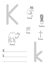 Lernvorlage für den Buchstaben K