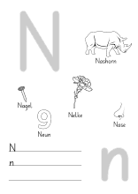 Lernvorlage für den Buchstaben N