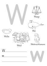 Alphabet-Vorlage für den Buchstaben W