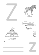 Arbeitsblatt für den Buchataben Z