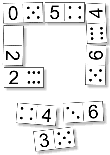 Dominosteine mit Zahlen und Punkten