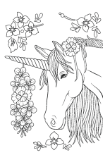 Unicorn verziert mit Blumen