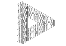 Penrose-Dreieck (auch Tribar) aus Würfeln zum Ausmalen