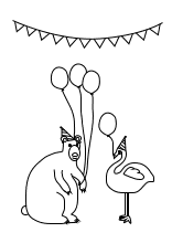 Geburtstagsparty mit Eisbär und Flamingo
