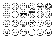 Ausmalbild verschiedene Smileys