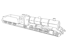 Malvorlage Dampflokomotive mit Kohlewagen