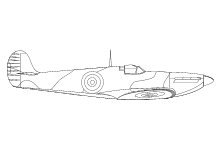Malvorlage Spitfire Flieger