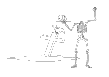 Malvorlage mit kopflosem Skelett