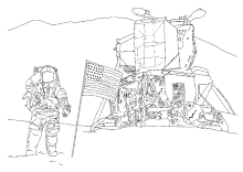Astronaut mit Raumstation
