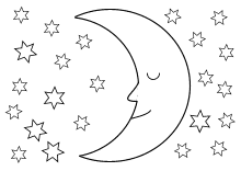 Vorlage Sternenhimmel schlafender Mond