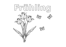 Ausmalbild Schriftzug Frühling