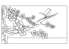 Malvorlage Vogel auf einem Ast