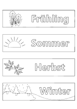 Malvorlage Frühling, Sommer, Herbst, Winter