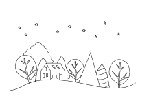 Haus im Wald in der Winterzeit