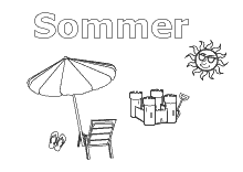 Ausmalbild Schriftzug Sommer