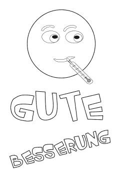 Ausmalkarte Gute Besserung mit Smiley