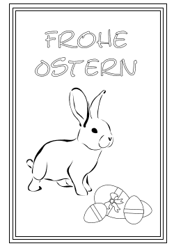 Karte mit Osterhasen und Ostereier