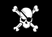 Piratenfahne mit Totenschädel und zwei gekreuzten Knochen