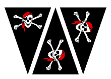 Drei Piratenwimpel zum Ausdrucken drei Stück auf einer A4-Seite
